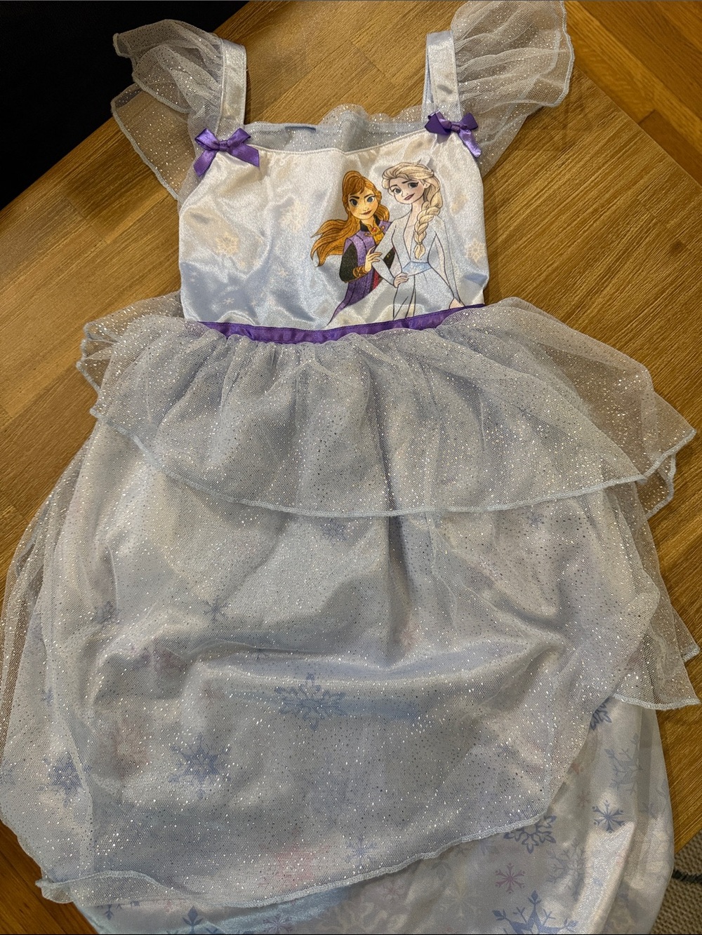 Kids Silver Sparkle Anna & Elsa Nightgown Size 5